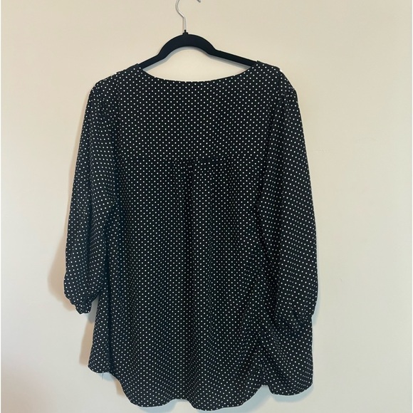 Savanna Jane Black Polka dot Embroidered Floral Bohemian Plus Top Blouse Size 3X - Picture 8 of 8